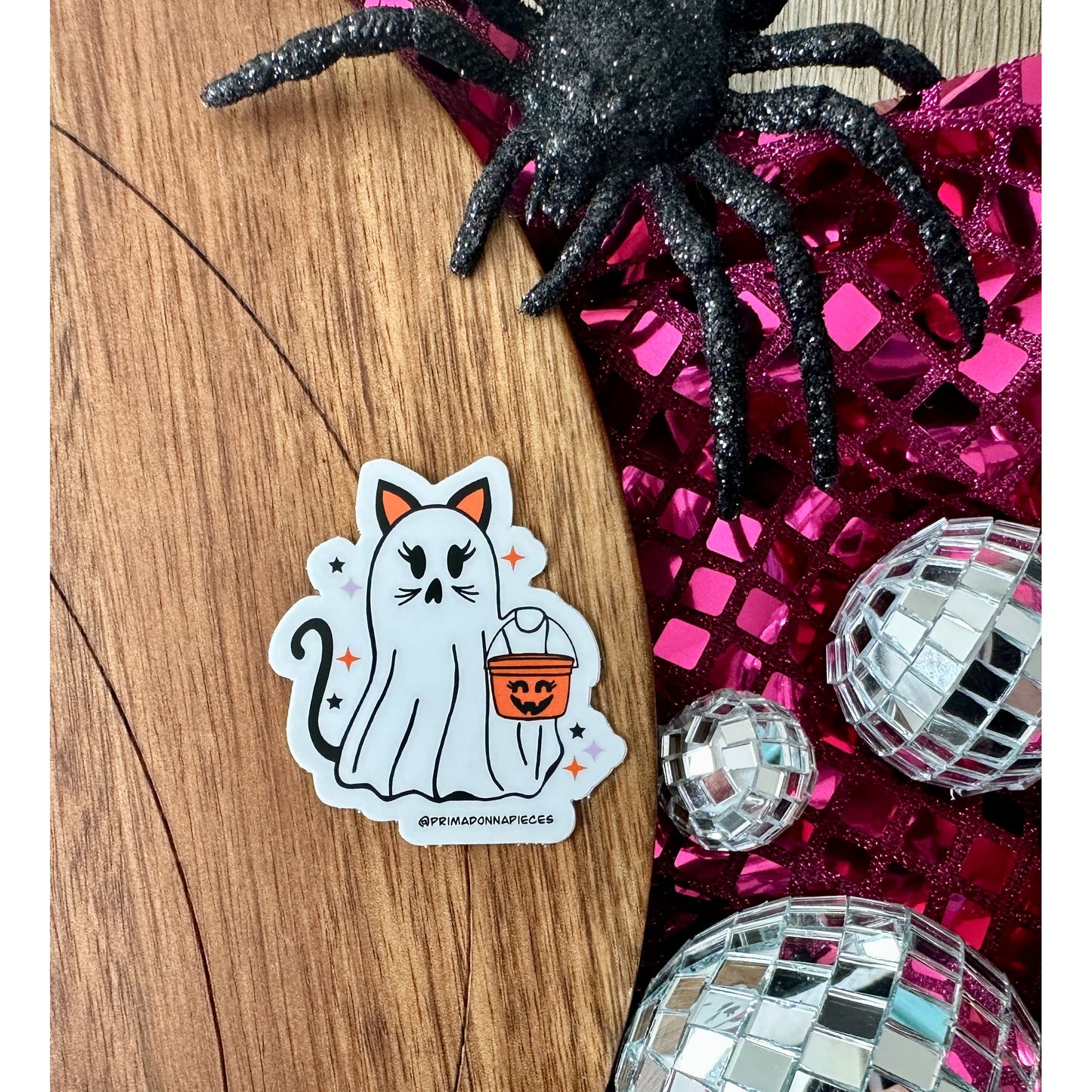 CAT HALLOWEEN GHOST STICKER