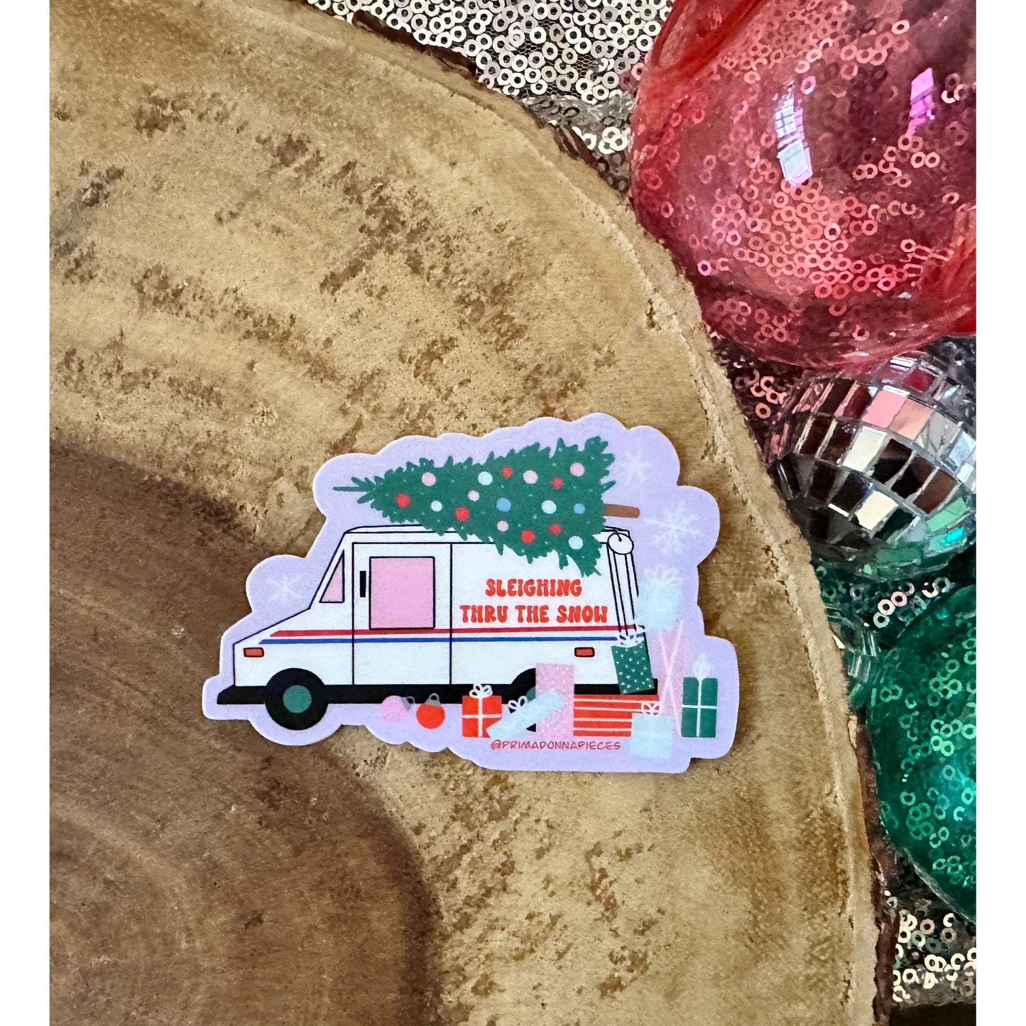 CHRISTMAS POSTAL TRUCK STICKER