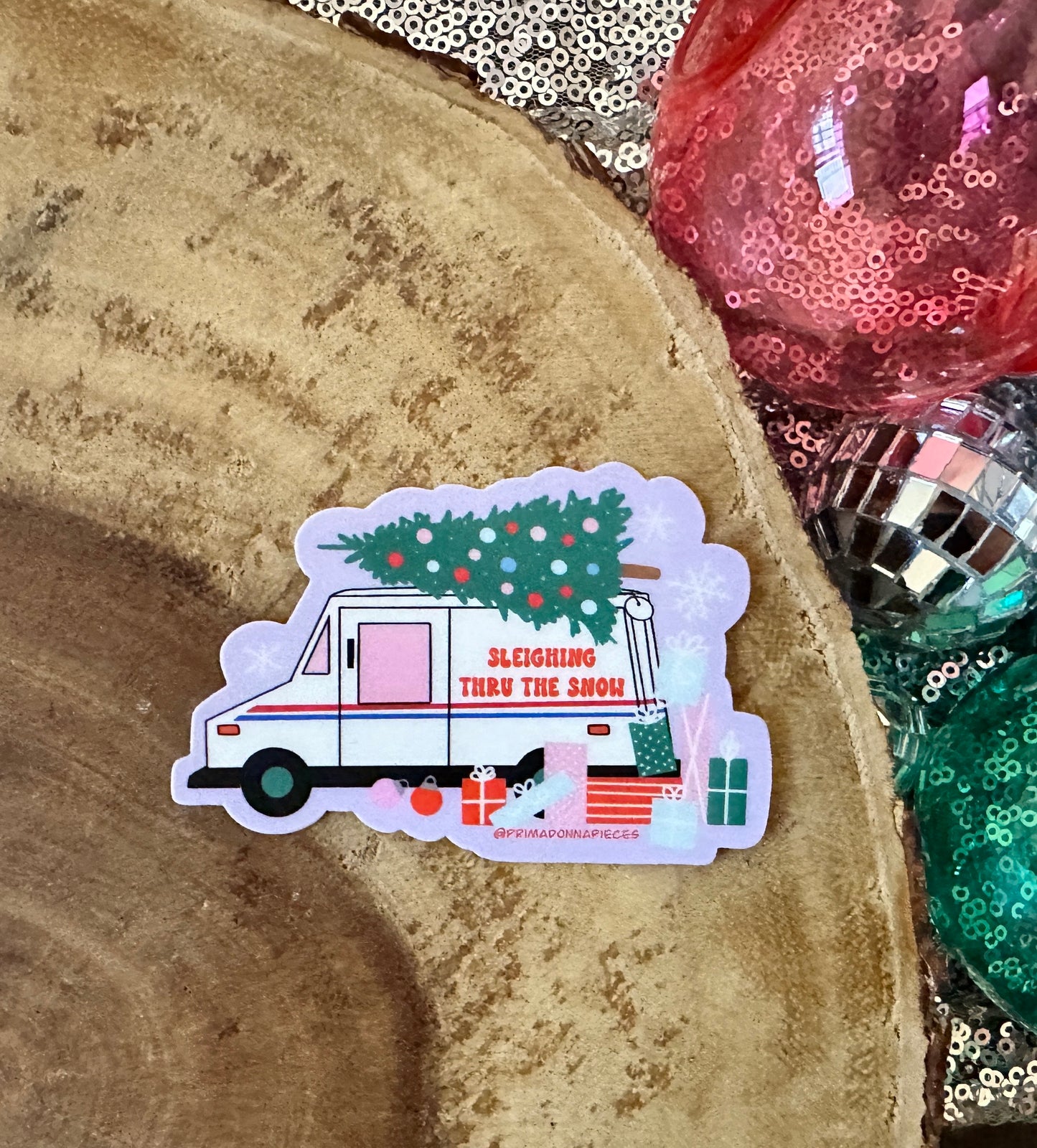 CHRISTMAS POSTAL TRUCK STICKER