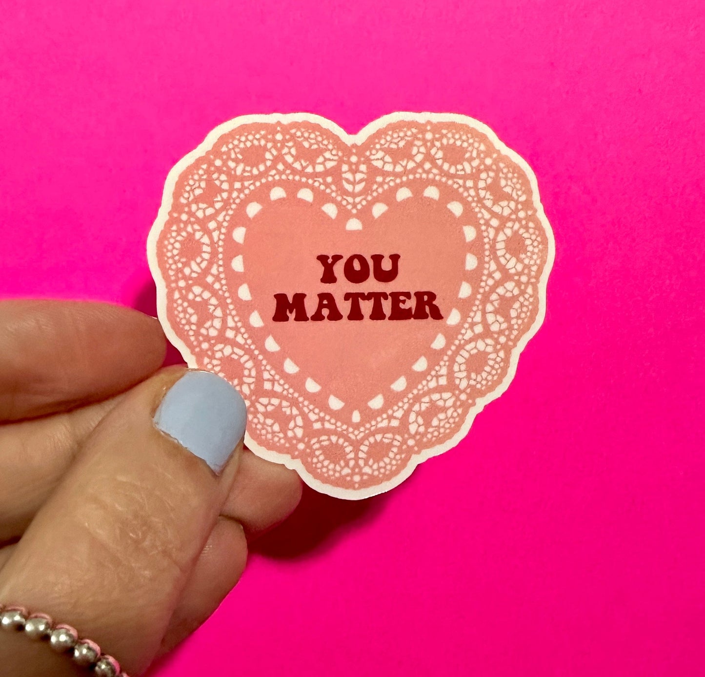 YOU MATTER DOILY HEART STICKER