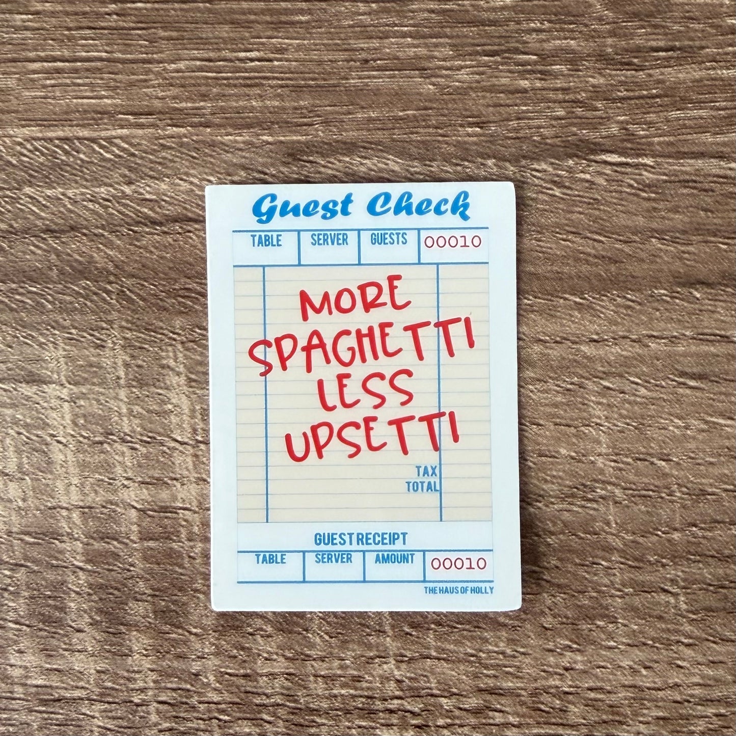 More Spaghetti Pasta Guest Check Sticker
