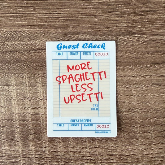 More Spaghetti Pasta Guest Check Sticker
