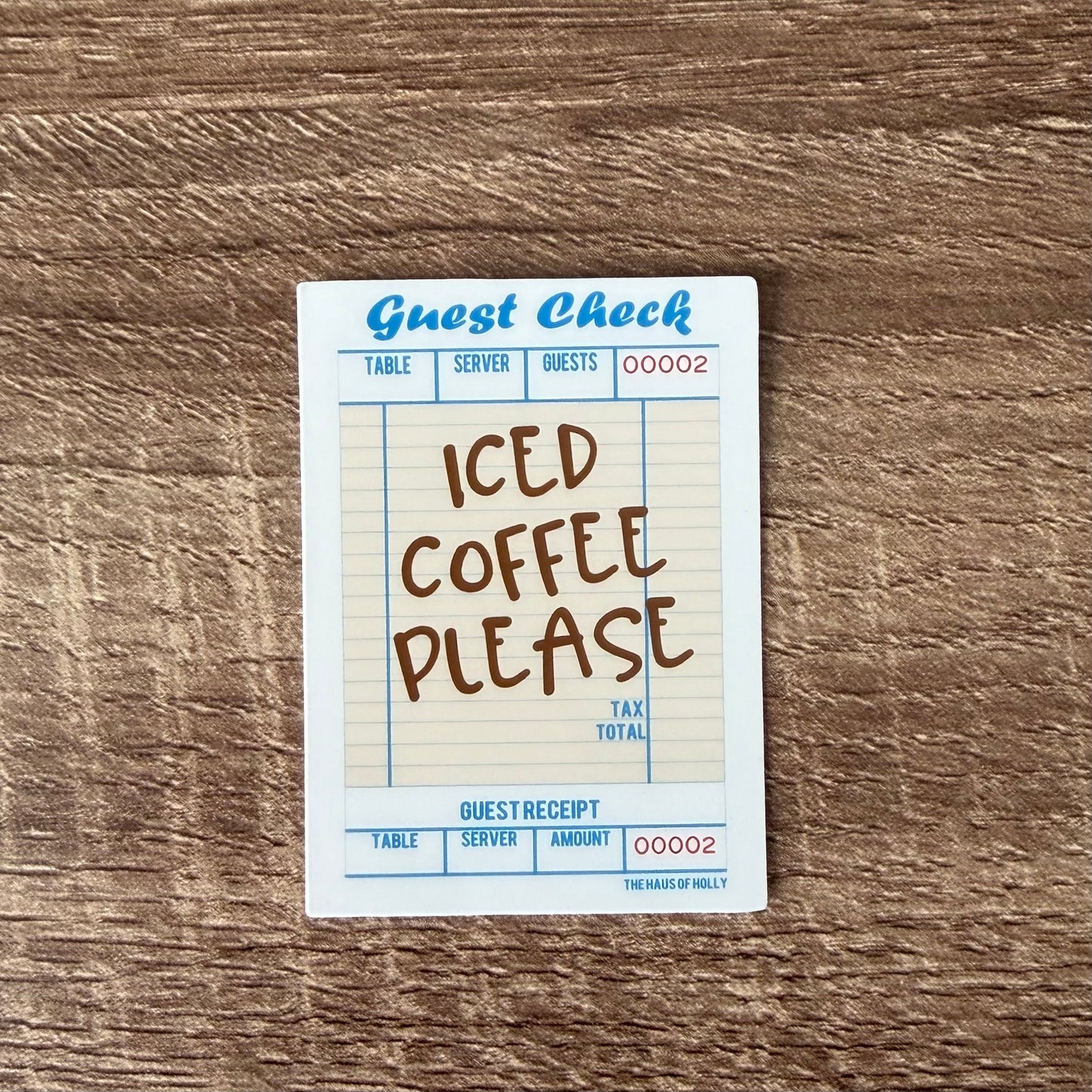 Iced Coffee Please Guest Check Sticker