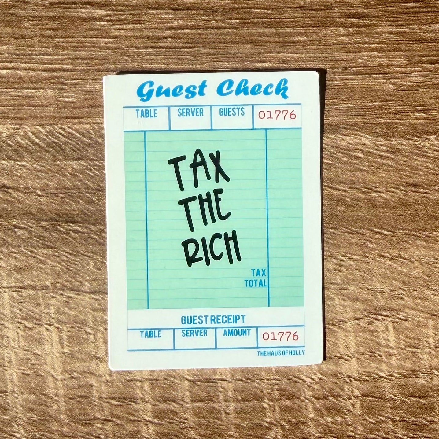 Tax The Rich Guest Check Sticker