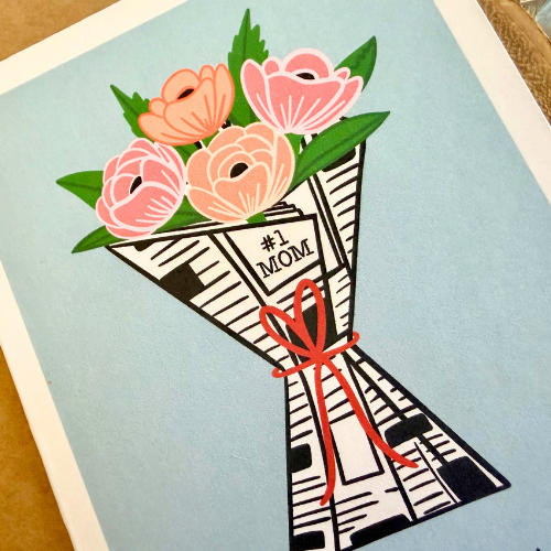 Mother's Day Flower Bouquet Newspaper Card
