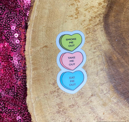 NAUGHTY CANDY HEARTS STICKER