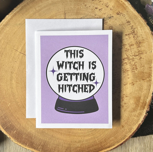 WITCH GETTING HITCHED GREETING CARD