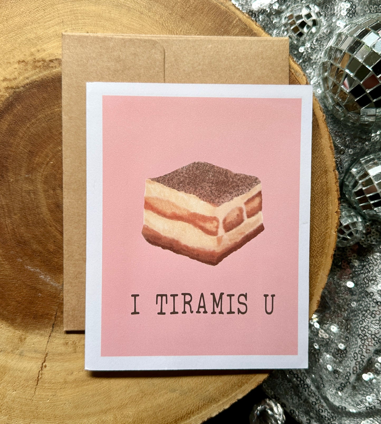 I Tiramisu Greeting Card (Qty. 1)| I Miss You Card| I Miss You Gift| Dessert Cards| Missing You Card| Tiramisu Cake| Tiramisu Gift| Love You