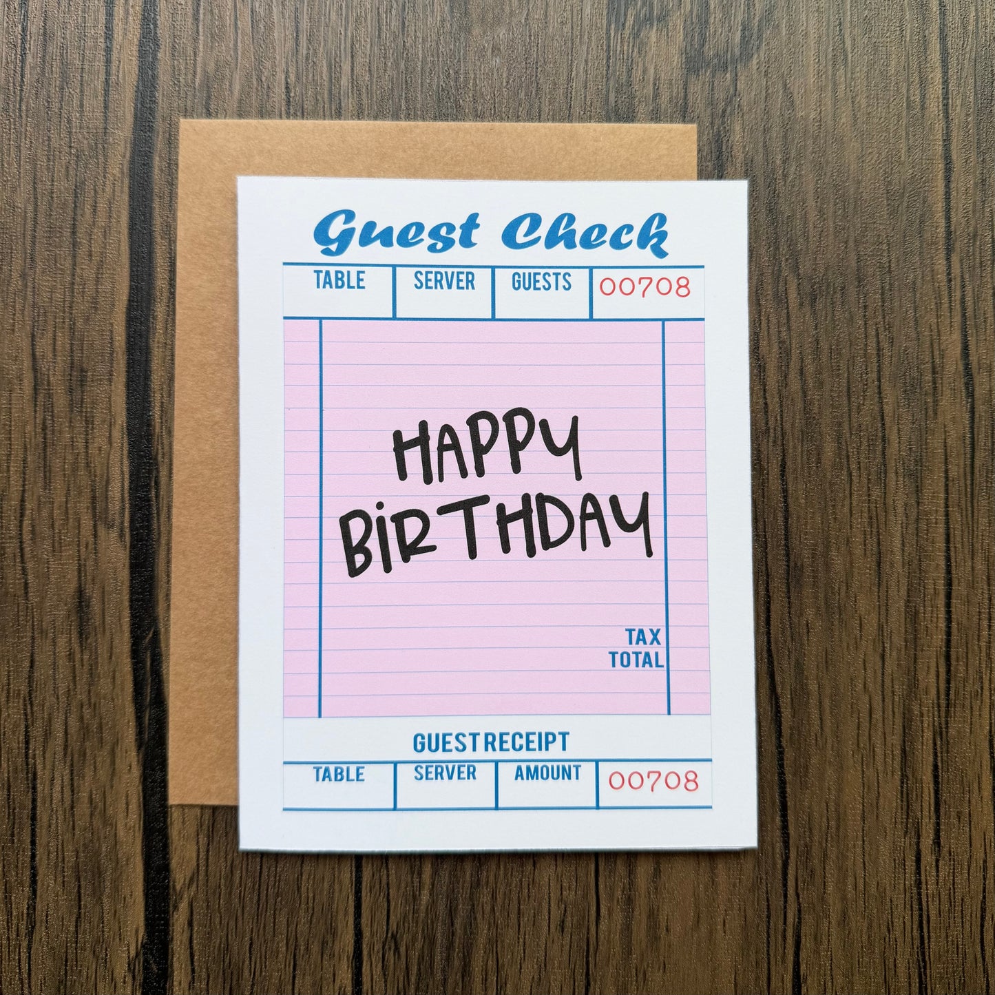 Guest Check Happy Birthday Card
