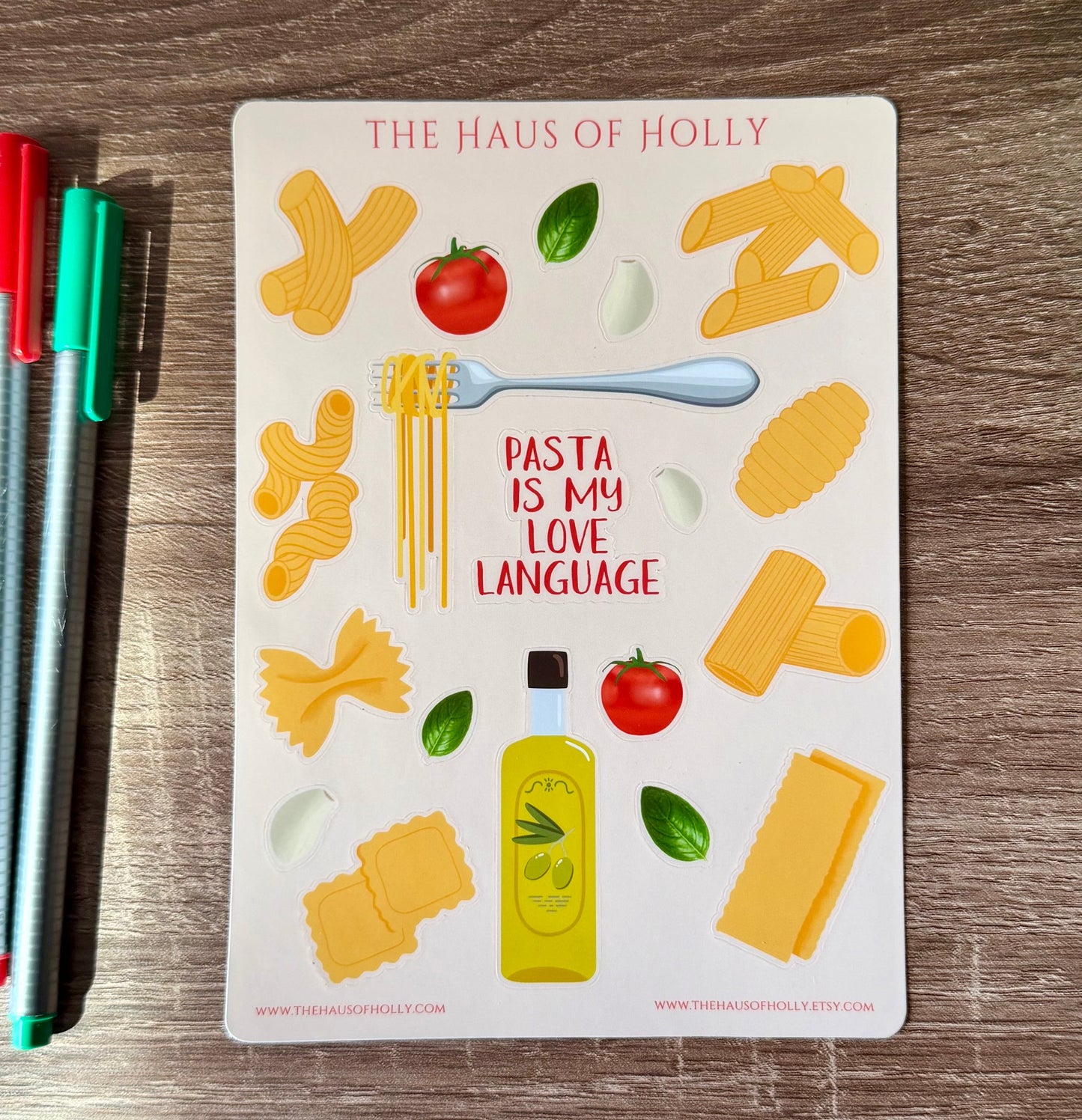 Italian Pasta Sticker Sheet
