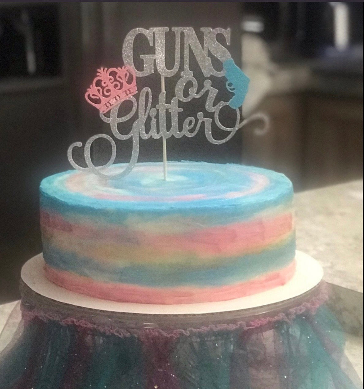Guns or Glitter Gender Reveal Cake Topper