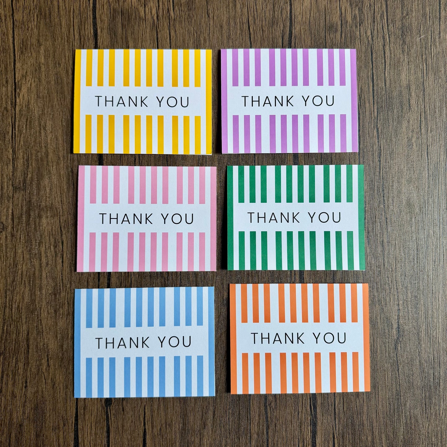 Striped Thank You Card Set of Six