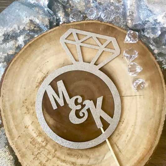 Personalized Engagement Ring Cake Topper