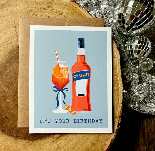 Oh Spritz Its Your Birthday Card| Oh Spritz Party| Italian Card for Her| Food Pun Birthday Card| Italian Birthday Card| Italian Summer Card