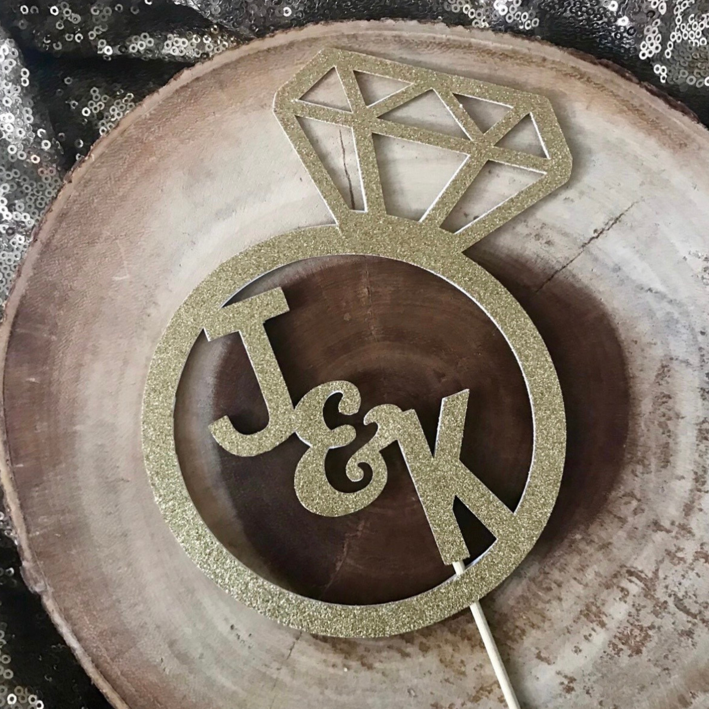 Personalized Engagement Ring Cake Topper