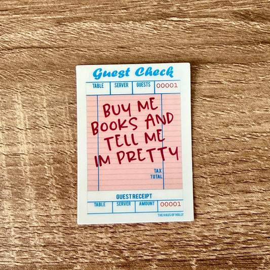 Buy Me Books and Tell Me Im Pretty Guest Check Stickers