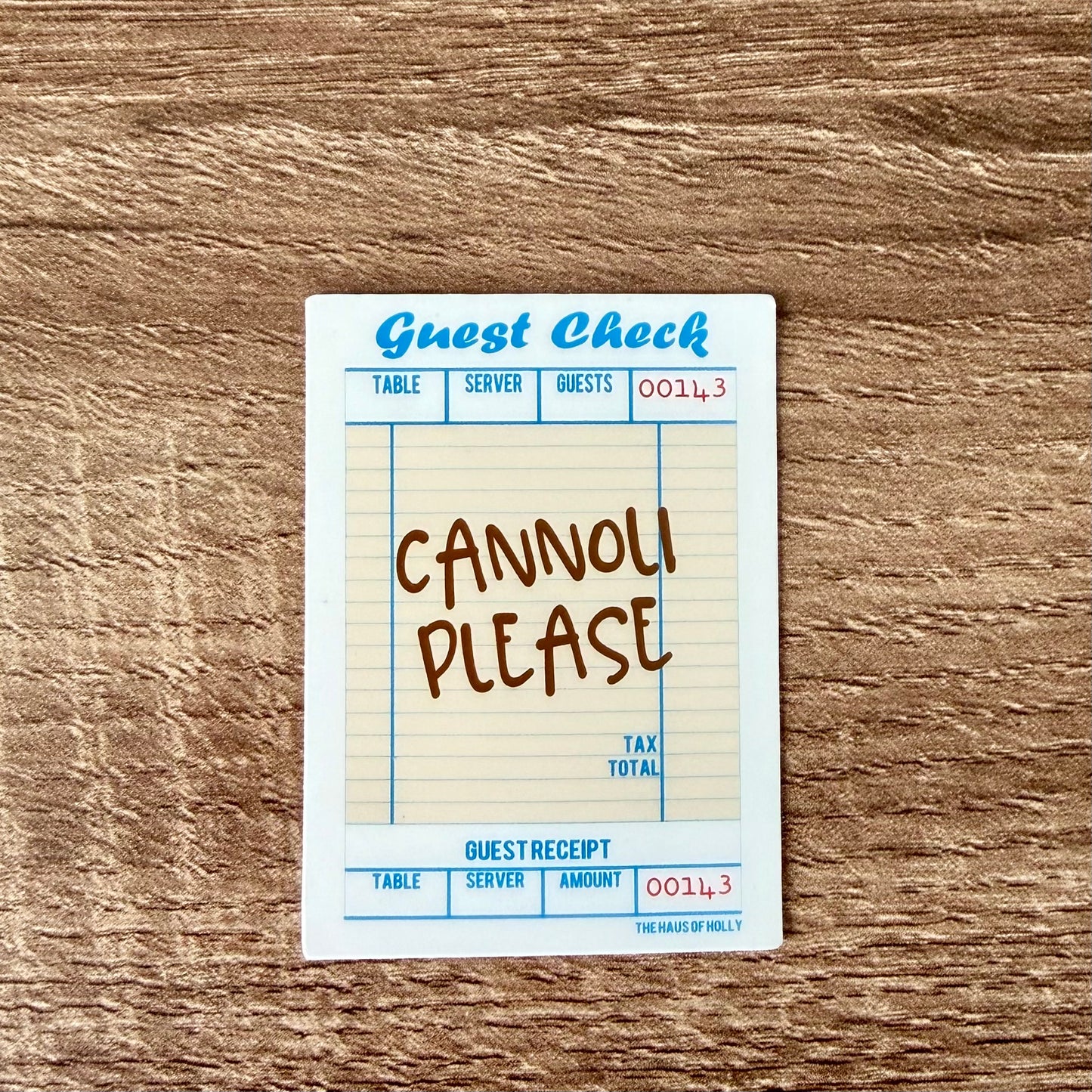 Cannoli Please Guest Check Sticker