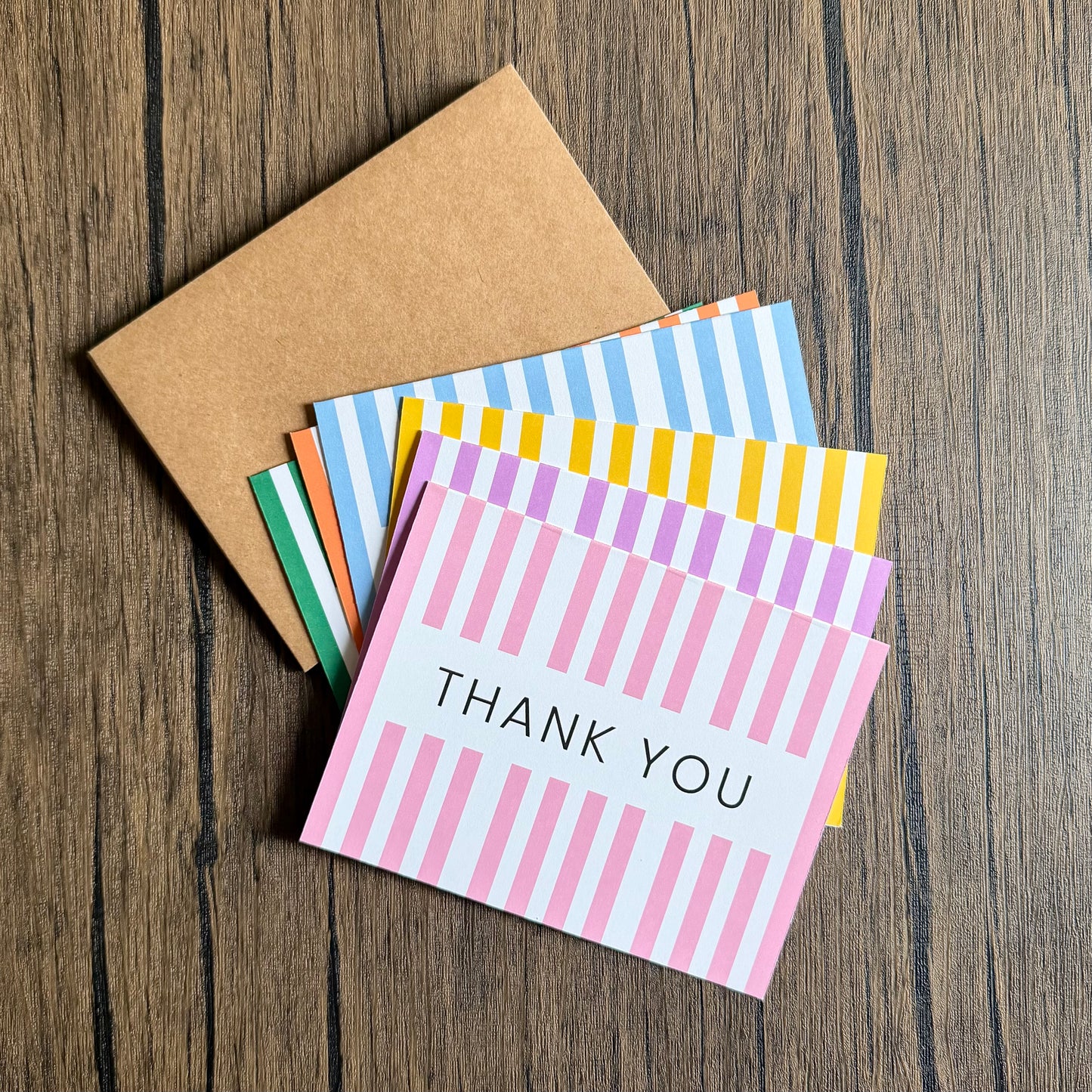Striped Thank You Card Set of Six