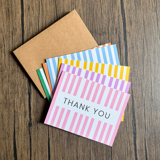Striped Thank You Card Set of Six