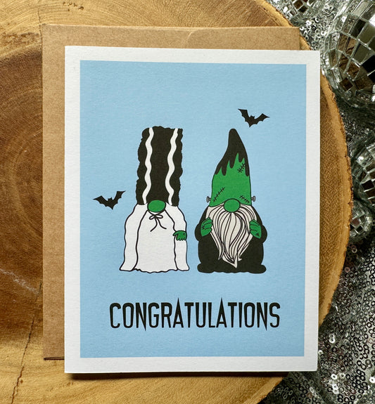Halloween Gnome Wedding Couple Card