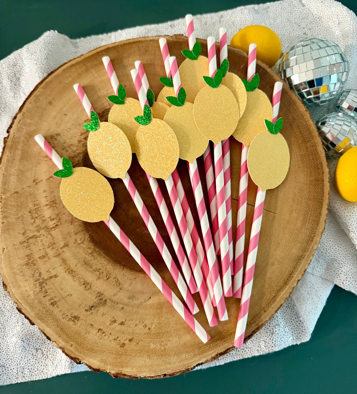 Glitter Lemon Straws