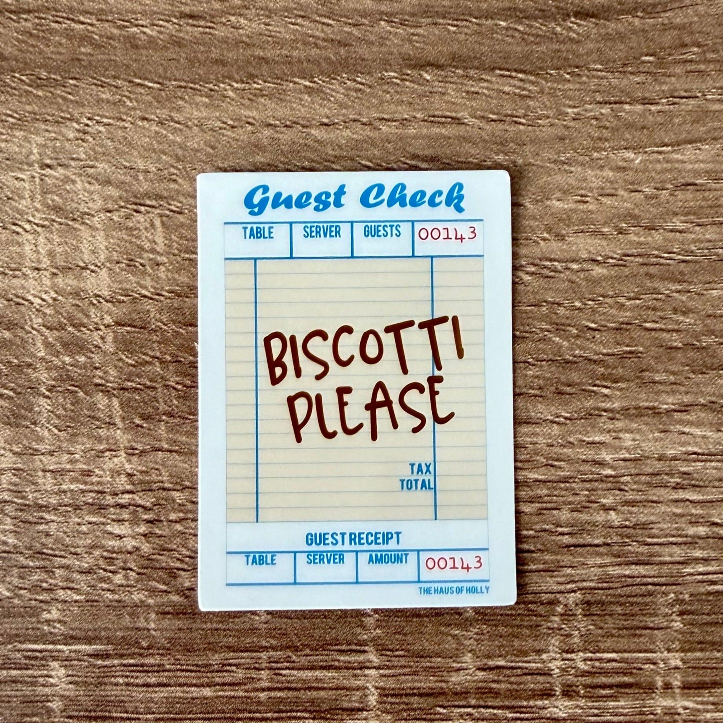 Biscotti Please Guest Check Sticker