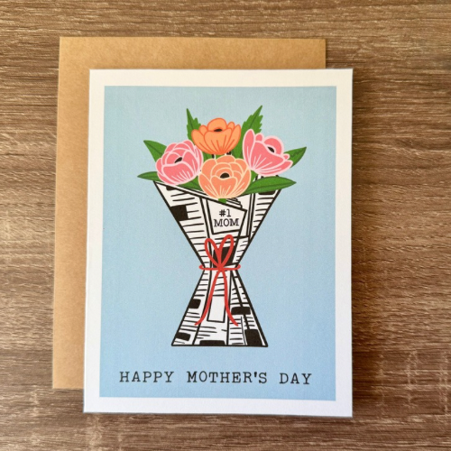 Mother's Day Flower Bouquet Newspaper Card