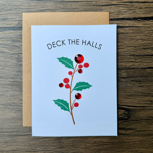 Deck the Halls Holly Christmas Card