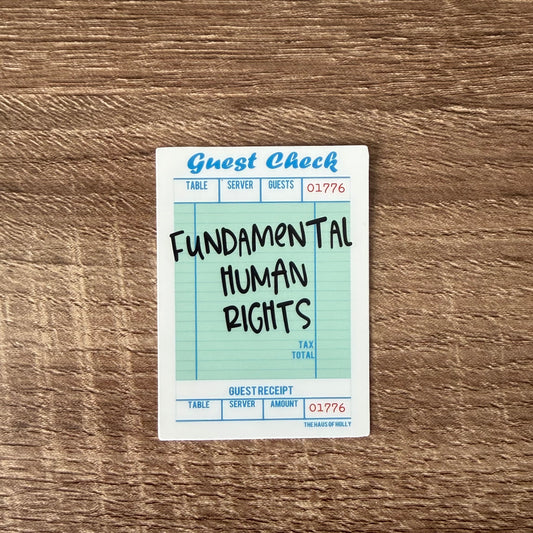 Fundamental Human Rights Guest Check Sticker