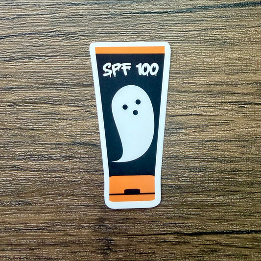 Spooky Sun Tan Lotion Sticker