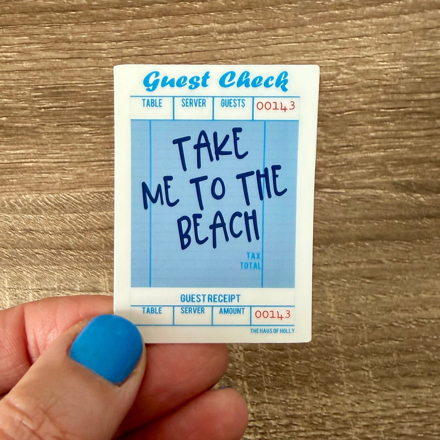 Take Me To The Beach Guest Check Sticker