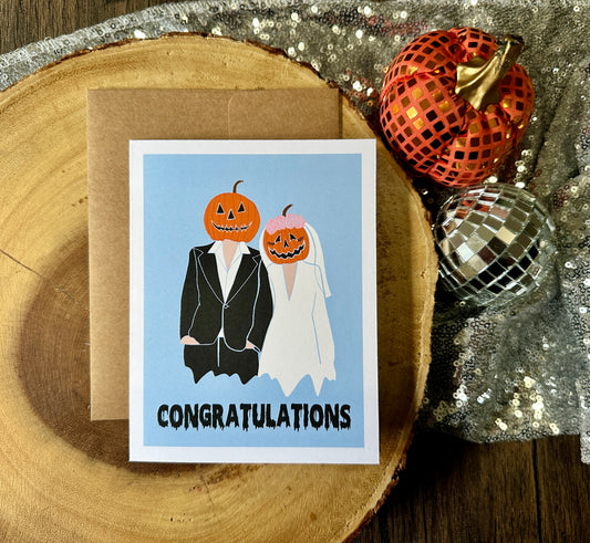 Pumpkin Wedding Couple Card