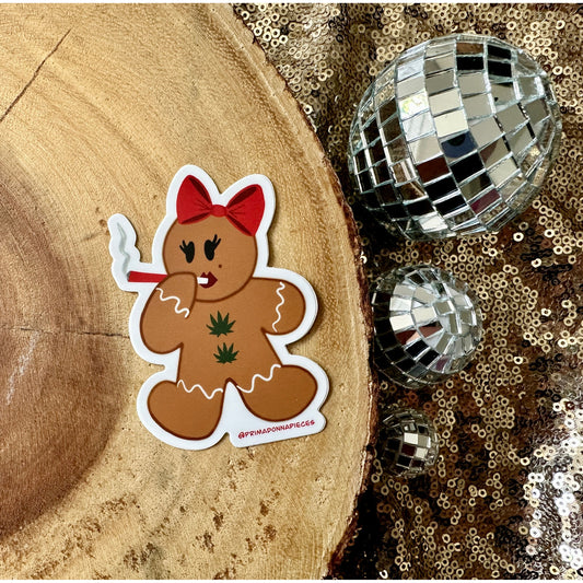 Smoking Gingerbread Girl Sticker