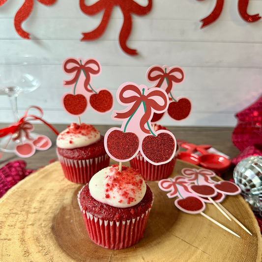 Cherry Cupcake Toppers