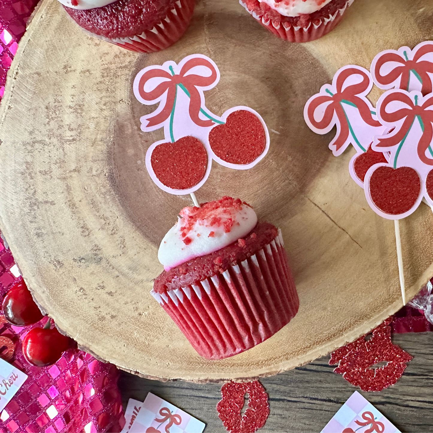 Cherry Cupcake Toppers
