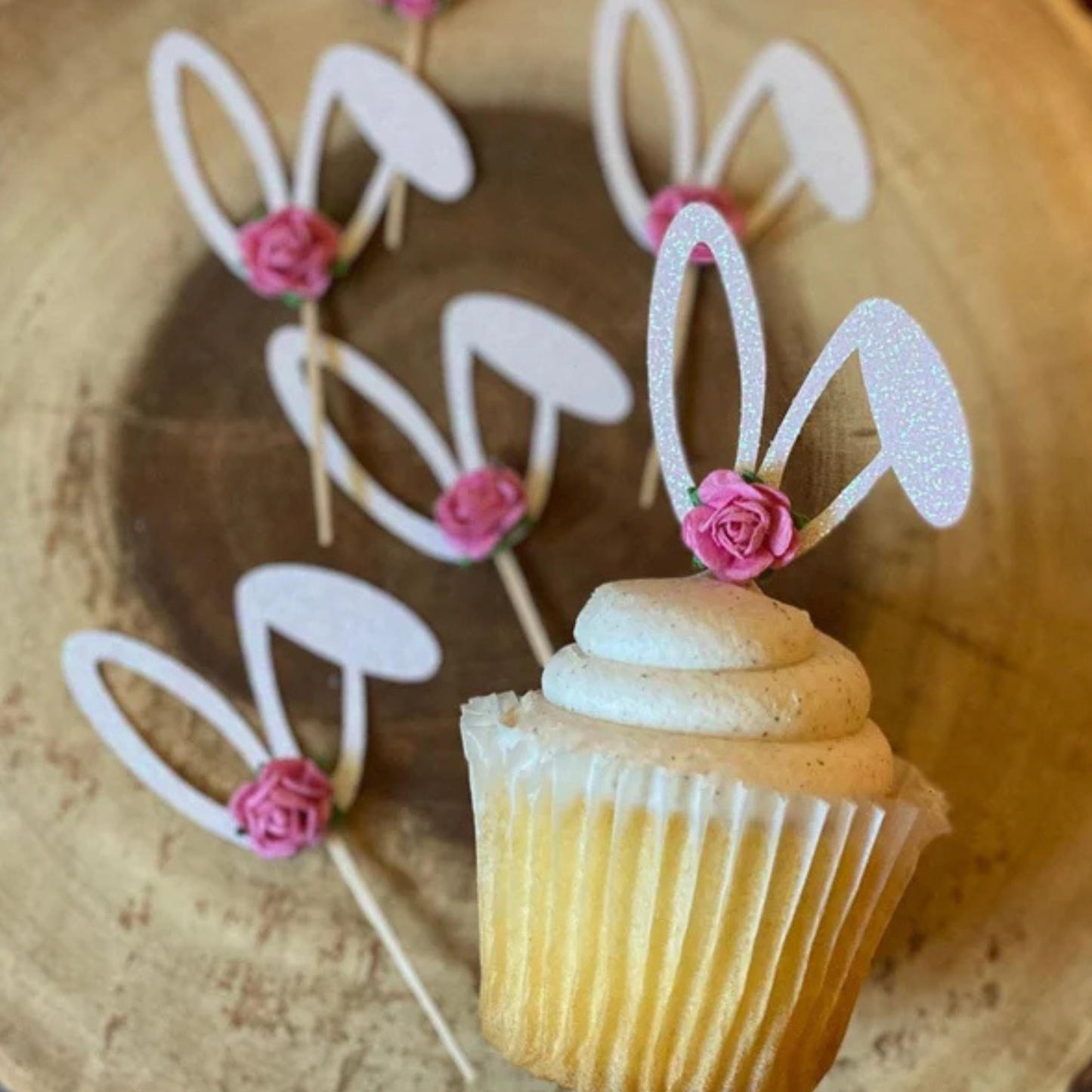 Embellished Bunny Ear Cupcake Toppers (Qty. 6)