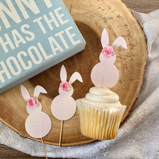 Embellished Easter Bunny Cupcake Toppers (Qty. 6)