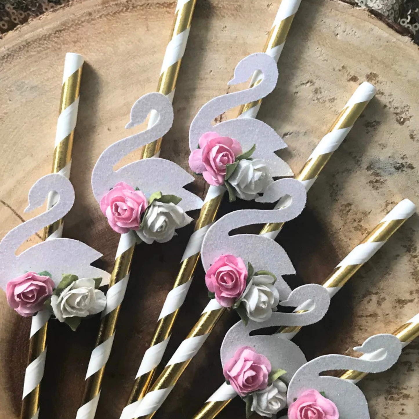 Embellished Swan Straws