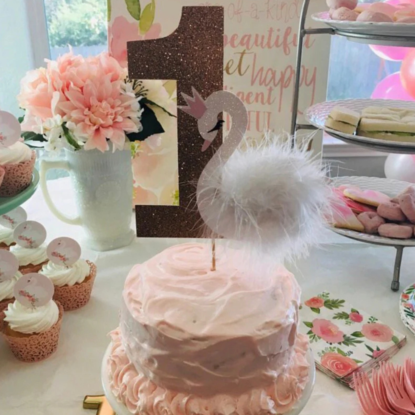 Swan Birthday Cake Topper