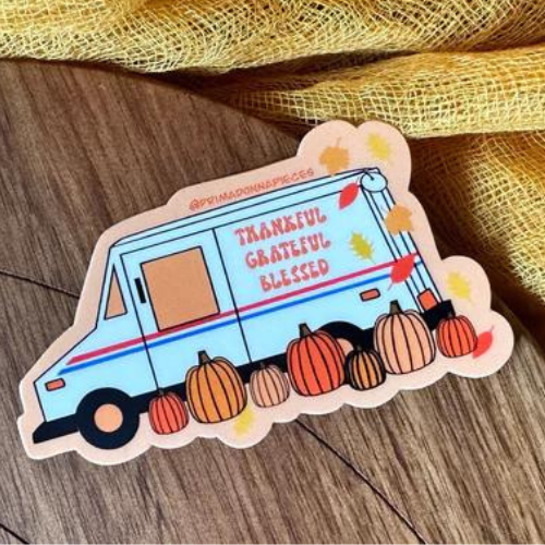 THANKSGIVING POSTAL TRUCK STICKER