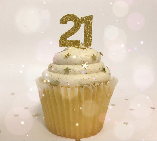 Number 21 Cupcake Toppers (Qty. 6)| Finally Legal| 21st Birthday Decorations| 21 AF| Twenty One Birthday| Cheers to 21| Cheers to Twenty