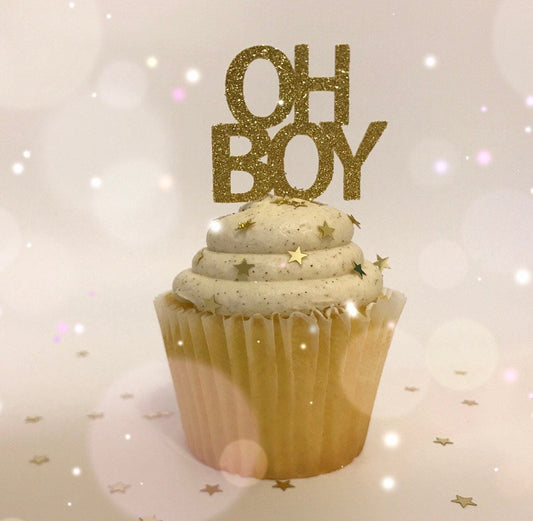 Oh Boy Cupcake Toppers (Qty. 6)| Oh Boy Baby Shower| Gender Reveal| Baby Sprinkle| Boy First Birthday| Oh Boy Birthday Decor| Oh Boy Picks