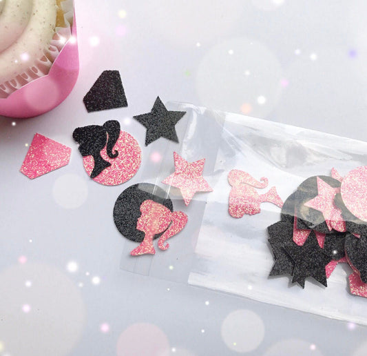 50 Piece Silhouette Confetti| Glitter Confetti| Party Decorations| Silhouette Confetti| Diamond Confetti| Pink Confetti| Black Confetti|