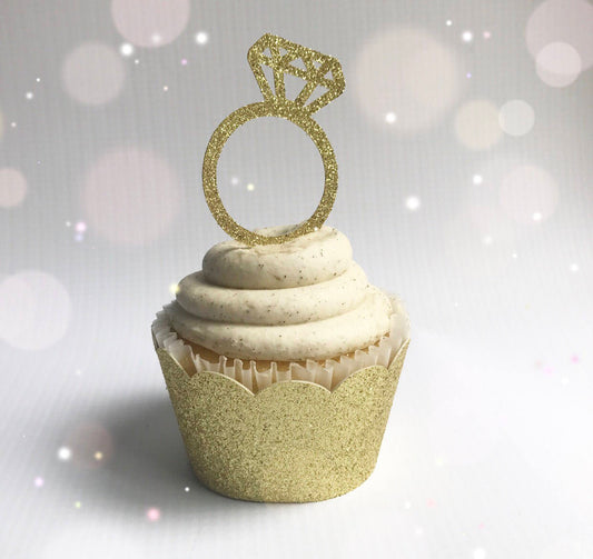 Ring Cupcake Toppers (Qty. 6)| Ring Toppers| Engagement Pick| Ring Picks| Diamond Cupcake Toppers| Diamond Cupcake Picks| Diamond Ring Party