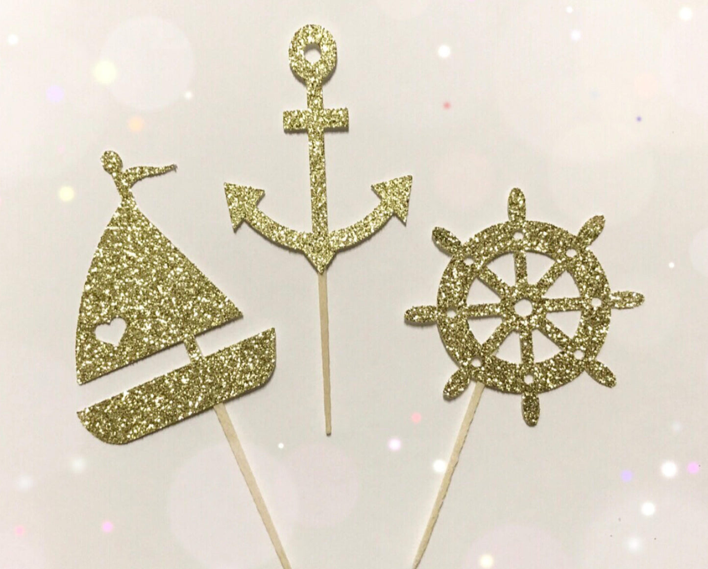 Nautical Toppers (Qty. 6)| Ahoy It's A Boy| Nautical Picks| Nautical Birthday Toppers| Nauti Bride Toppers| Boat Birthday Decor| Boat Party