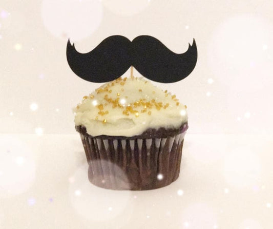 Mustache Cupcake Toppers (Qty. 6)| Little Man Toppers| Baby Shower Deco| Mustache Party Decor| Mustache Baby Shower| Little Man Party Decor