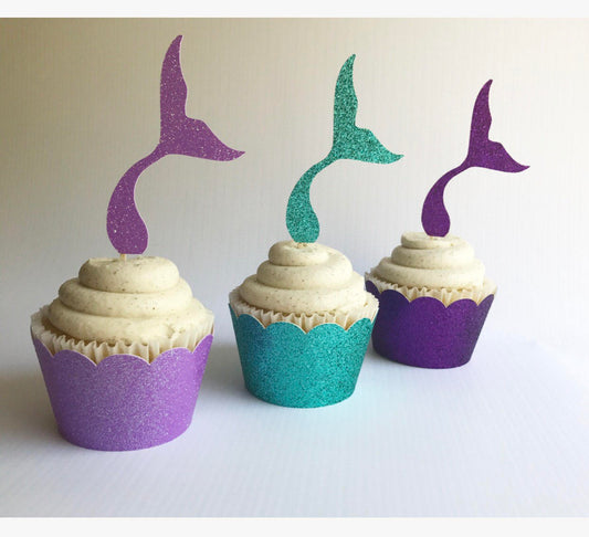 Mermaid Cupcake Toppers (Qty. 6)| Mermaid Party Decor| Mermaid Picks| Mermaid Party Theme| Mermaid Favors| Surfs Up Party Decor| Mermaid Dec