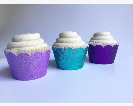 Scalloped Cupcake Wrappers (Qty. 12)| Cupcake Liners| Cupcake Sleeves| | Cupcake Holders| Cupcake Holders| Glitter Liners for Cupcakes