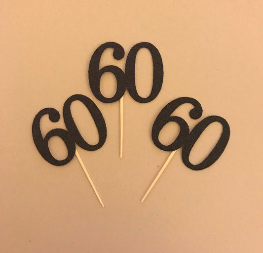 Number 60 Cupcake Toppers