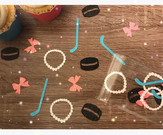 40 Piece Hockey Gender Reveal Confetti| Pucks or Pearls Confetti| Hockey Confetti| Hockey Decor| Gender Reveal Confetti| Gender Reveal Party
